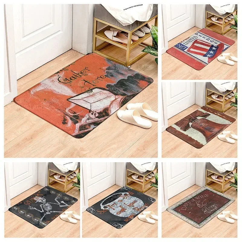 Vintage style non slip shower mat bathroom carpet home decoration floor mat kitchen bedroom living room water absorbing door mat