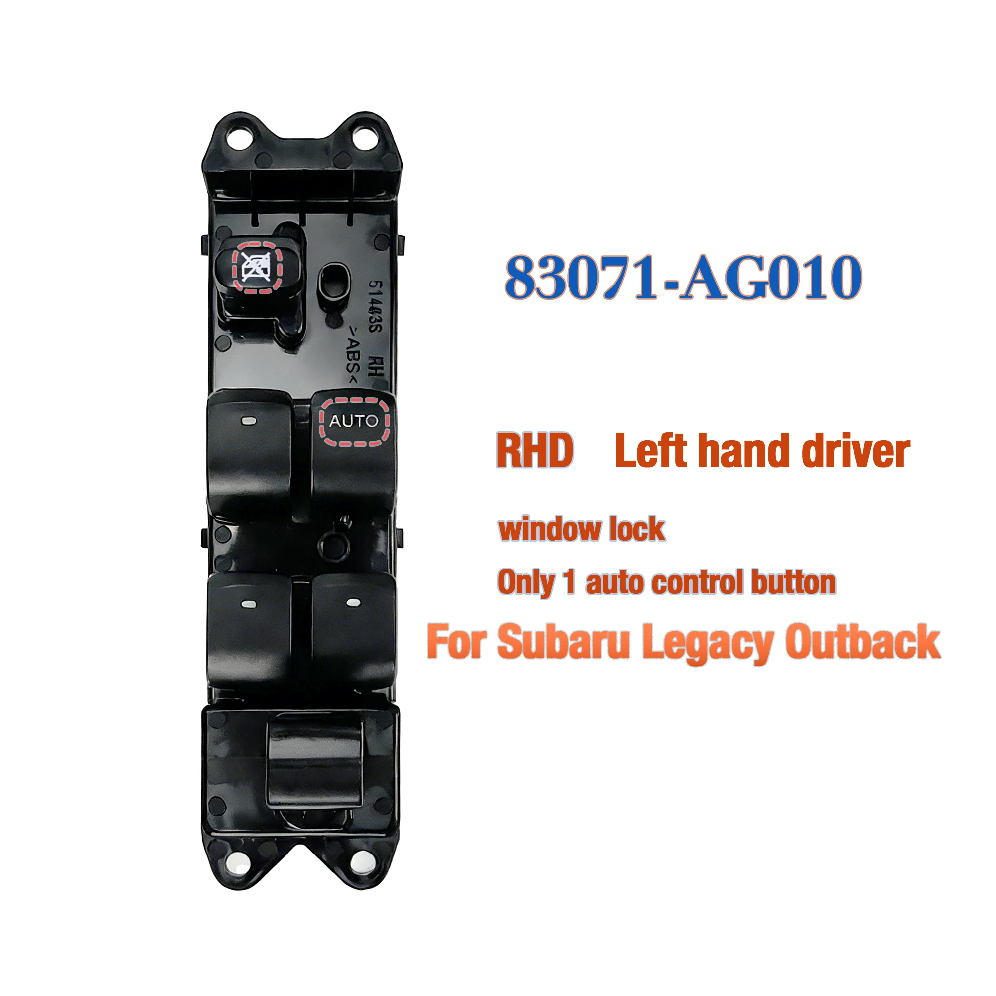83071-AG010 83071AG010 Interruptor Maestro Elevalunas Eléctrico Delantero Derecho, Botón de Control del Elevador de Vidrio, Para Subaru Legacy Outback 2004-2008