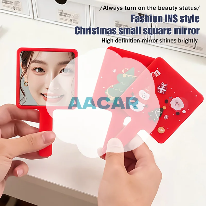 Cute Glass Cartoon Christmas Santa Claus Little Rabbit Mirror Easy To Carry Pocket Makeup Mirror Portable Mini Makeup Mirror