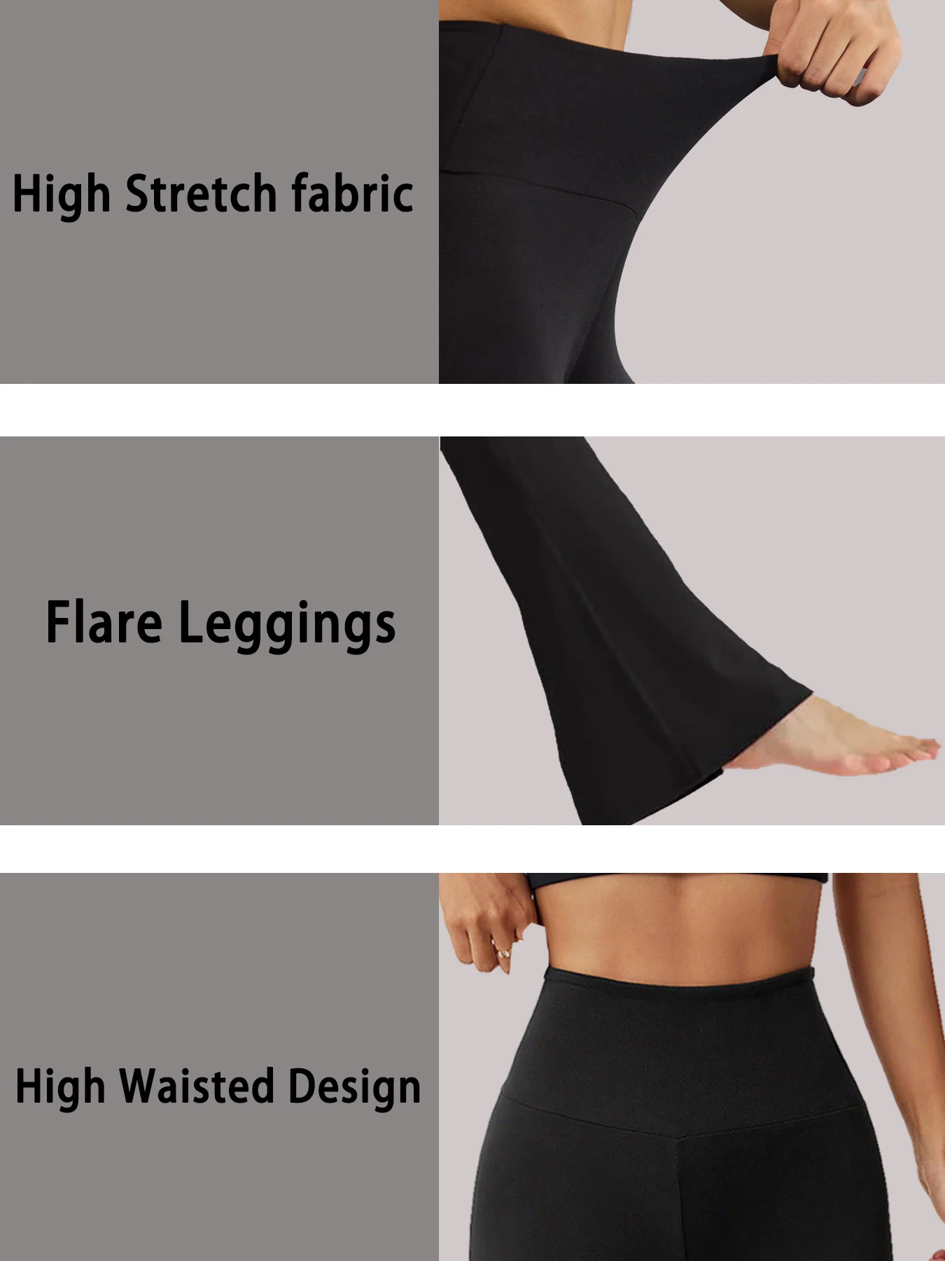 2 pack Ladies high-rise flared yoga trousers with leg bottom. Perfect for yoga or casual.