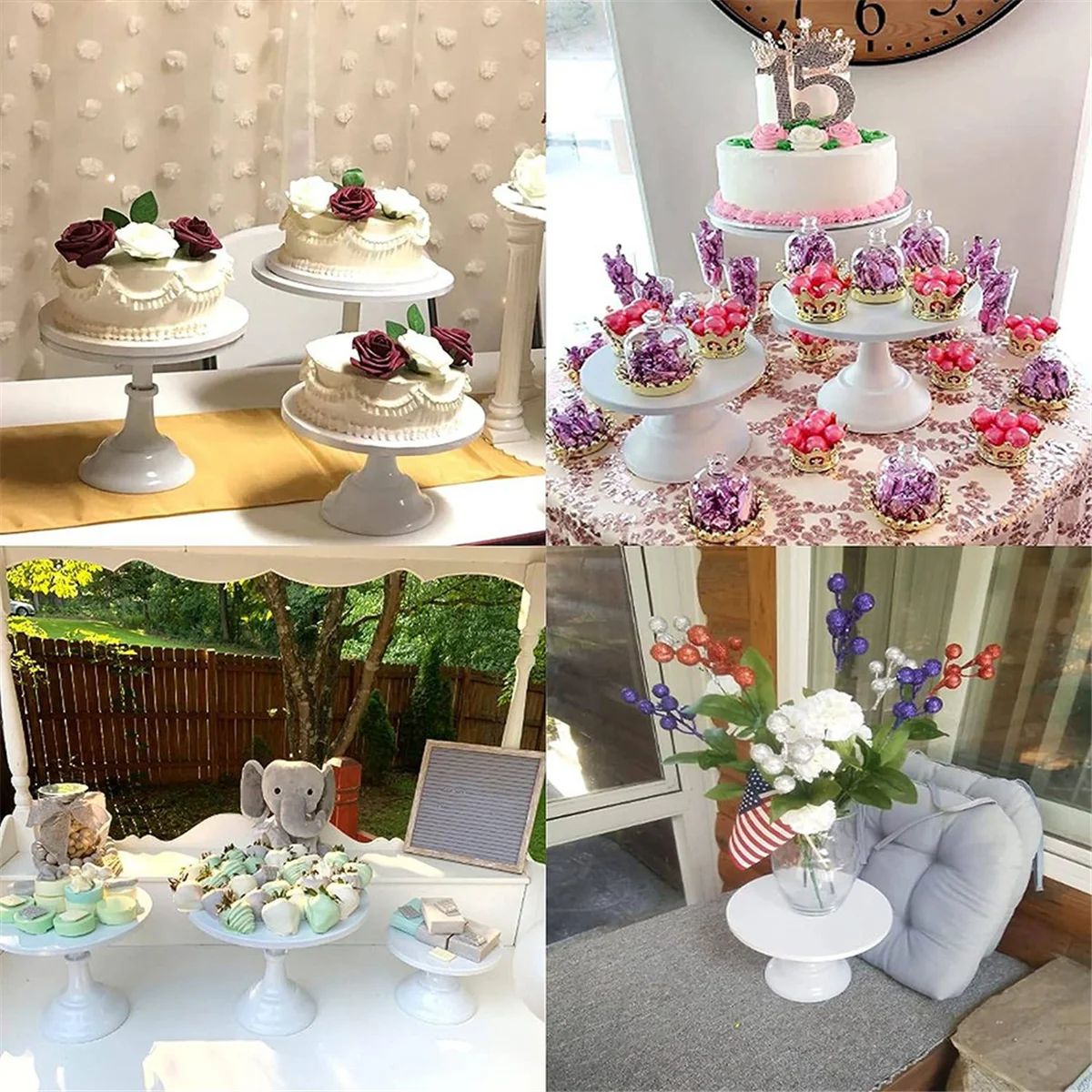 حامل كعك جديد مكون من 3 قطع، حامل كعكة بوب، حامل كعك طويل لطاولة الحلوى، عرض مثالي لحفلات الزفاف والتخرج، أبيض #4