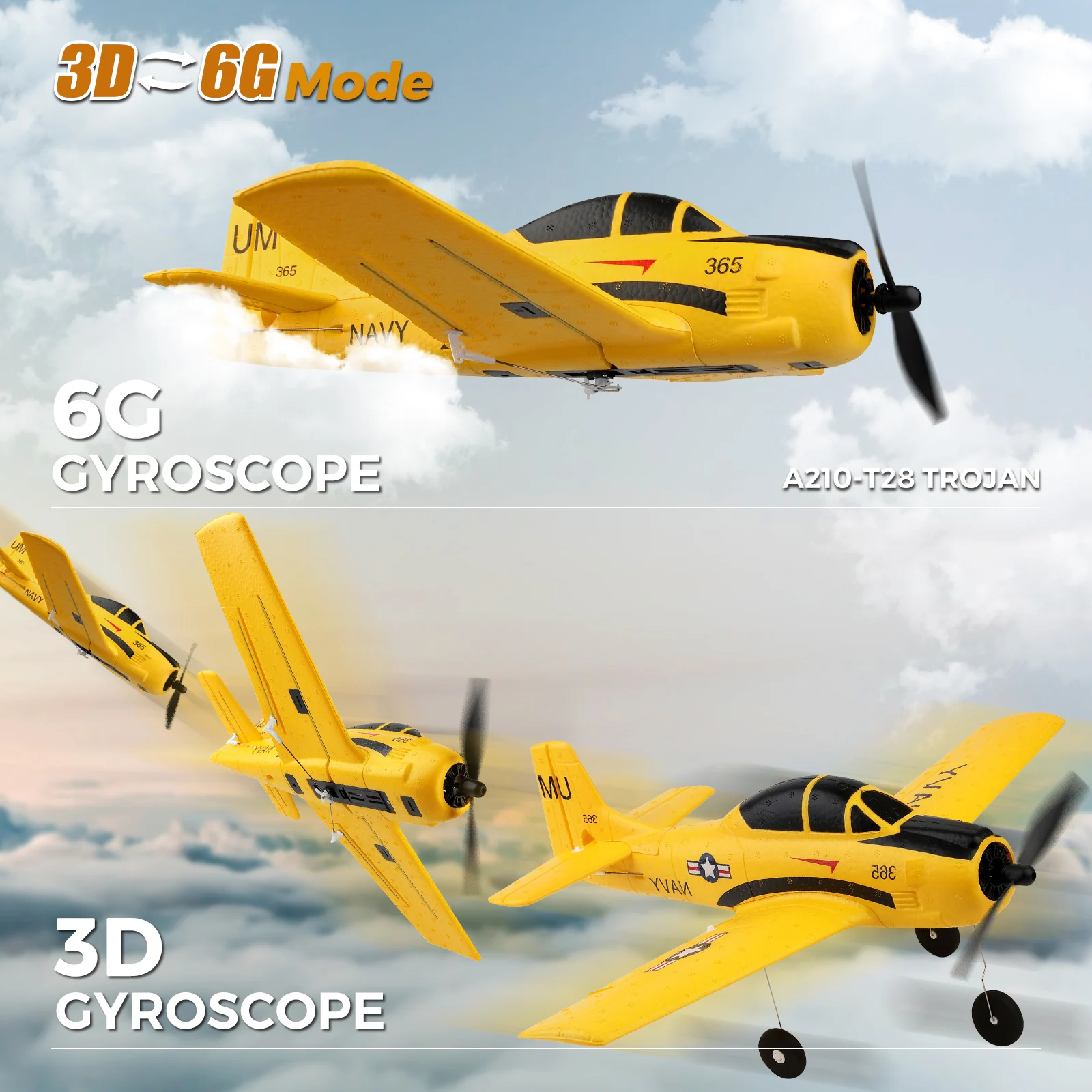 WLtoys A210 4CH RC 飛行機、2.4GHZ T28 Trojan RC 飛行機、6軸ジャイロ搭載4チャンネルリモコン飛行機、大人と男の子へのギフト