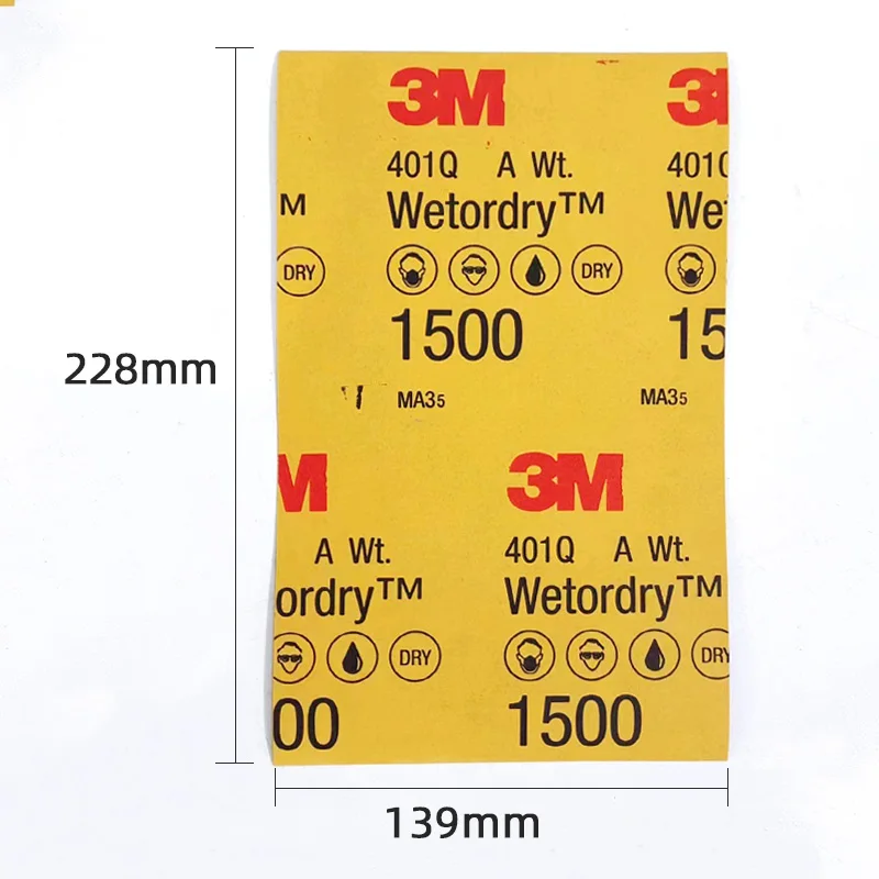 100 pz originale autentico 3 m401q carta abrasiva ad acqua P1500 riparazione di lucidatura antigraffio per vernice di bellezza per auto