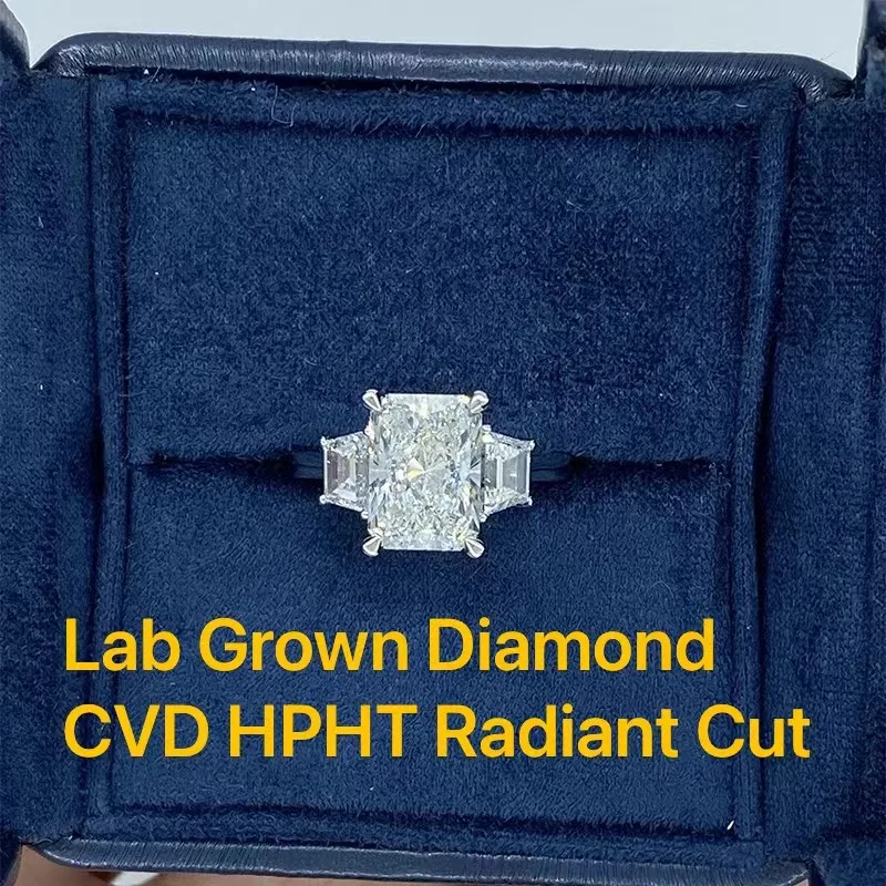 

IGI Certificate Lab Grown Diamond Wedding Ring Radiant 14K White Gold 2Ct CVD HPHT Diamond DEF Color VS-VVS