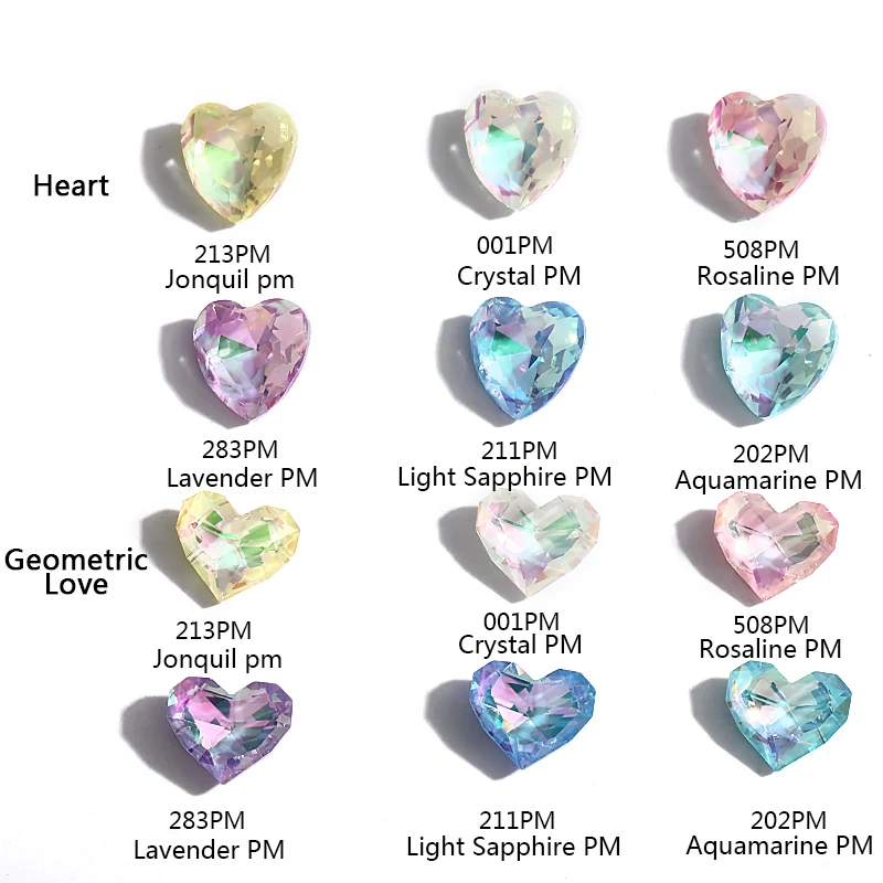 10mm Heart Pointback Crystal Glass Rhinestone Shiny Nail Charms Jewelry Making Stones Wholesale DIY Accessories