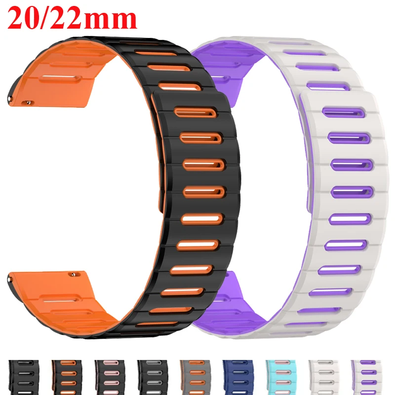 20 mm/22 mm Silikonarmband für Amazfit GTS/2/2e/3/4/GTS4 Mini/GTR 42 mm/47 mm/GTR2/3/4/Pro Stratos Bip Magnetarmband Sportarmband