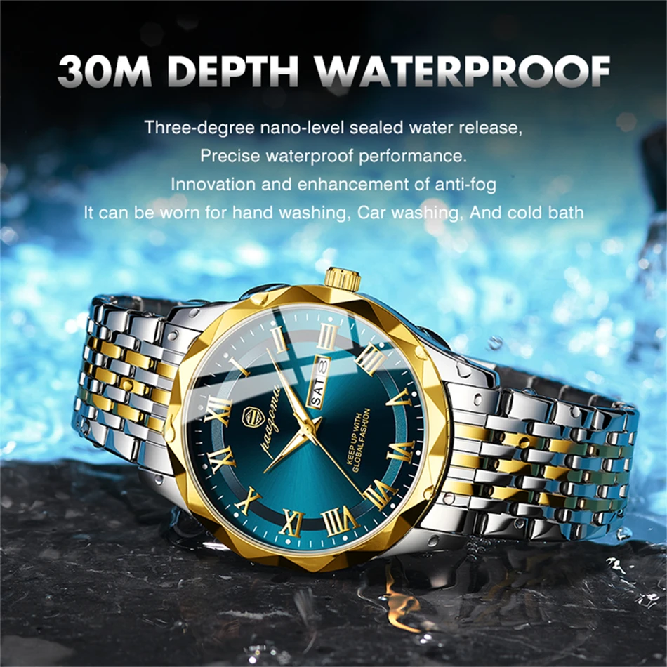 PAAZOMU 2025 новые роскошные кварцевые мужские наручные часы, спортивные мужские часы, водонепроницаемые мужские часы из нержавеющей стали со светящейся датой