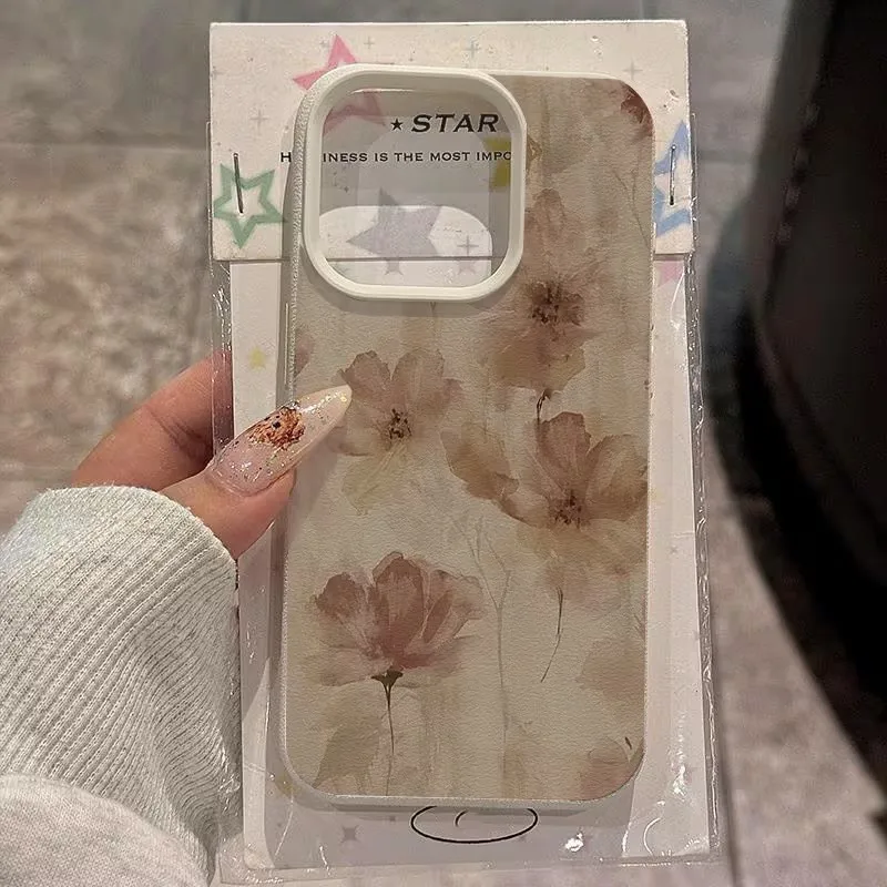 Capa de Celular TPU Macia Estilo Chinês com Flores para iPhone 17 Pro Max 16 14 13 12 11 Pro Max 17 Air XR XS Plus 17 Pro Capa Antichoque