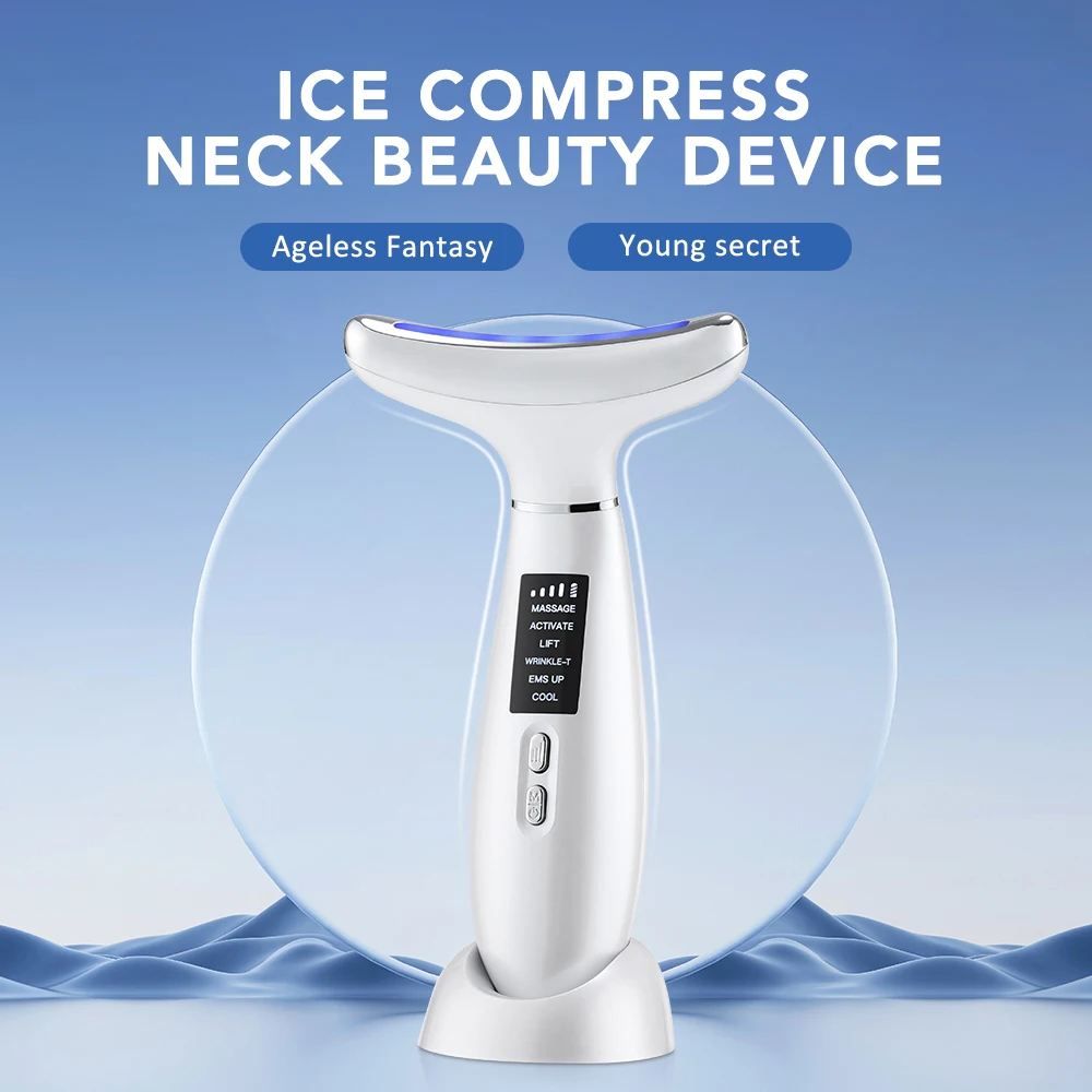 EMS Facial Lifting Massager Ice Hot Comprimeren Nek Schoonheid Apparaat Dubbele Kin Remover Huid Lift Verstevigende Schoonheid Massage Apparaat