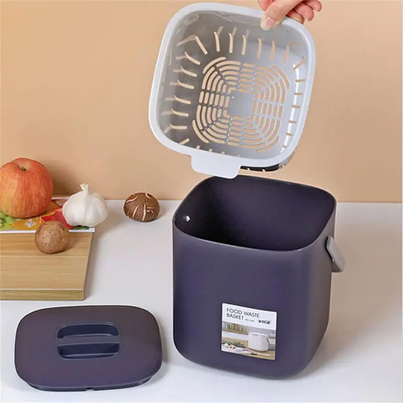 Double layer Kitchen Trash Can with Lid Wall-mounted Waste Baskets Push-top Trash Garbage Bin Can Rubbish Container Storage Box