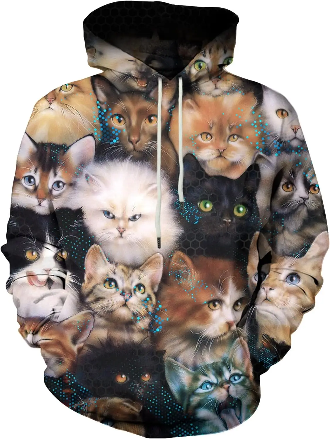 2023 New Cute Kitten 3D Printed Retro Casual Hoodie for Men Fall/winter Street Retro Men Hip Hop Trend Increase Thickened Hoodie