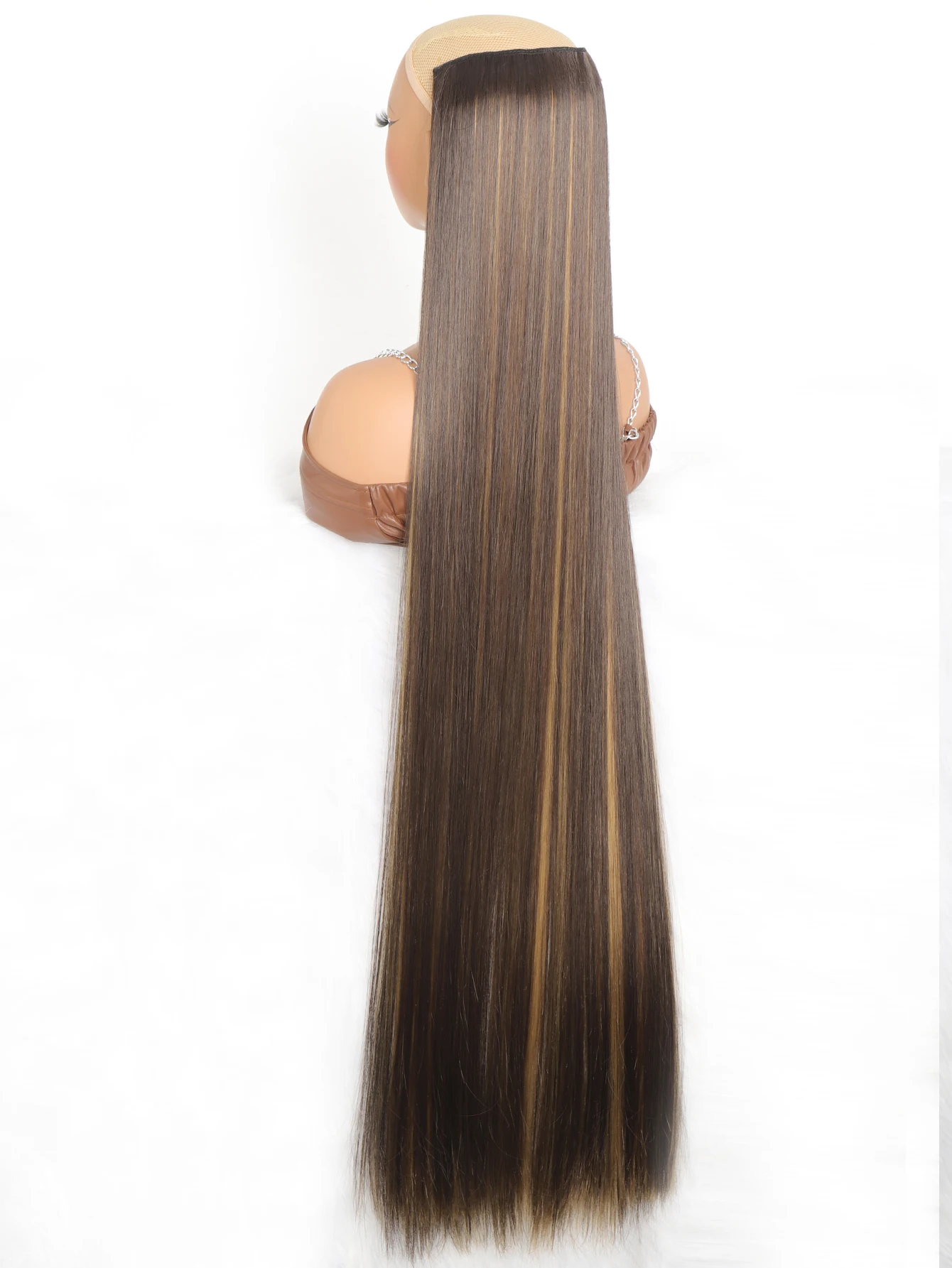 Synthetic 5 Clip In Hair Extensions Long Straight Hairstyle Hairpiece Black Brown Blonde 80CM Natural Fake Hair For Women