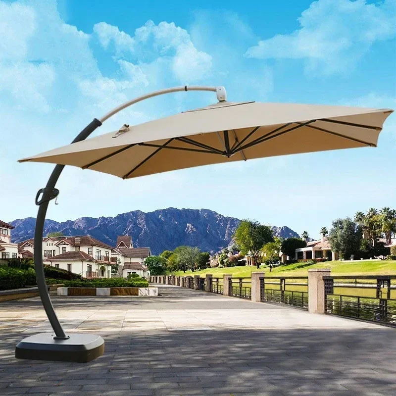 Outdoor Garden Large Arm Curved Patio Umbrella Beachfront Parasol Shade Folding Umbrella