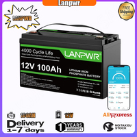 LANPWR 12V100AH Energy Storage Battery with Bluetooth Function IP65 Waterproof LiFePO4 Battery Car Suitable Home Backup Battery