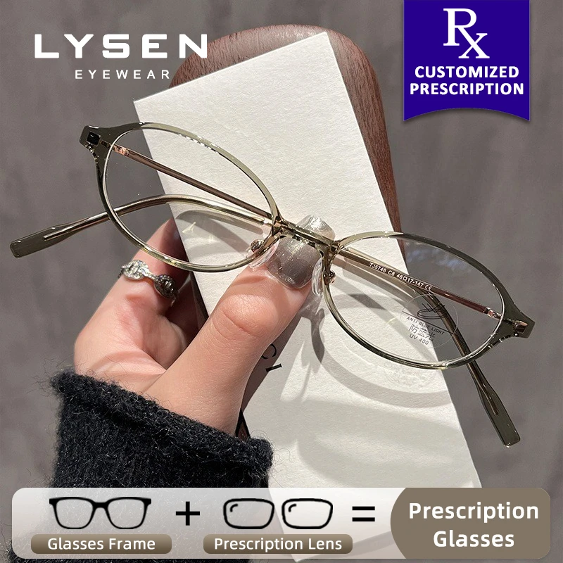 

LYSEN Classic Small Oval Women Prescription Glasses Anti Blue Light Photochromic Myopia Glasses Customized Progressive Glasses