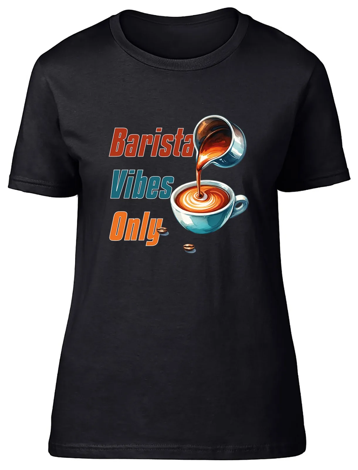 Barista Vibes Only Coffee Latte Cappuccinos Womens T-Shirt Ladies Gift Tee