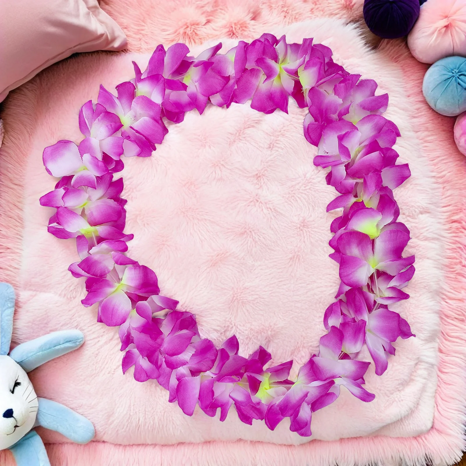 

Thickened Grass Skirt Flower Garland Purple White Hawaii Tropical Party Beach Celebration Decor Luau Accessories