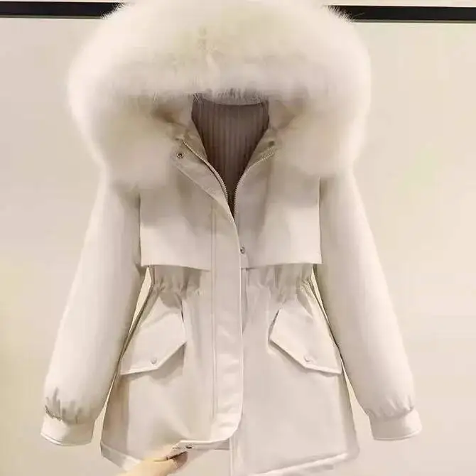 Abrigo Jaet cálido de invierno con capucha para mujer, ropa de abrigo de algodón de punto de corte holgado, longitud media, Sve Long