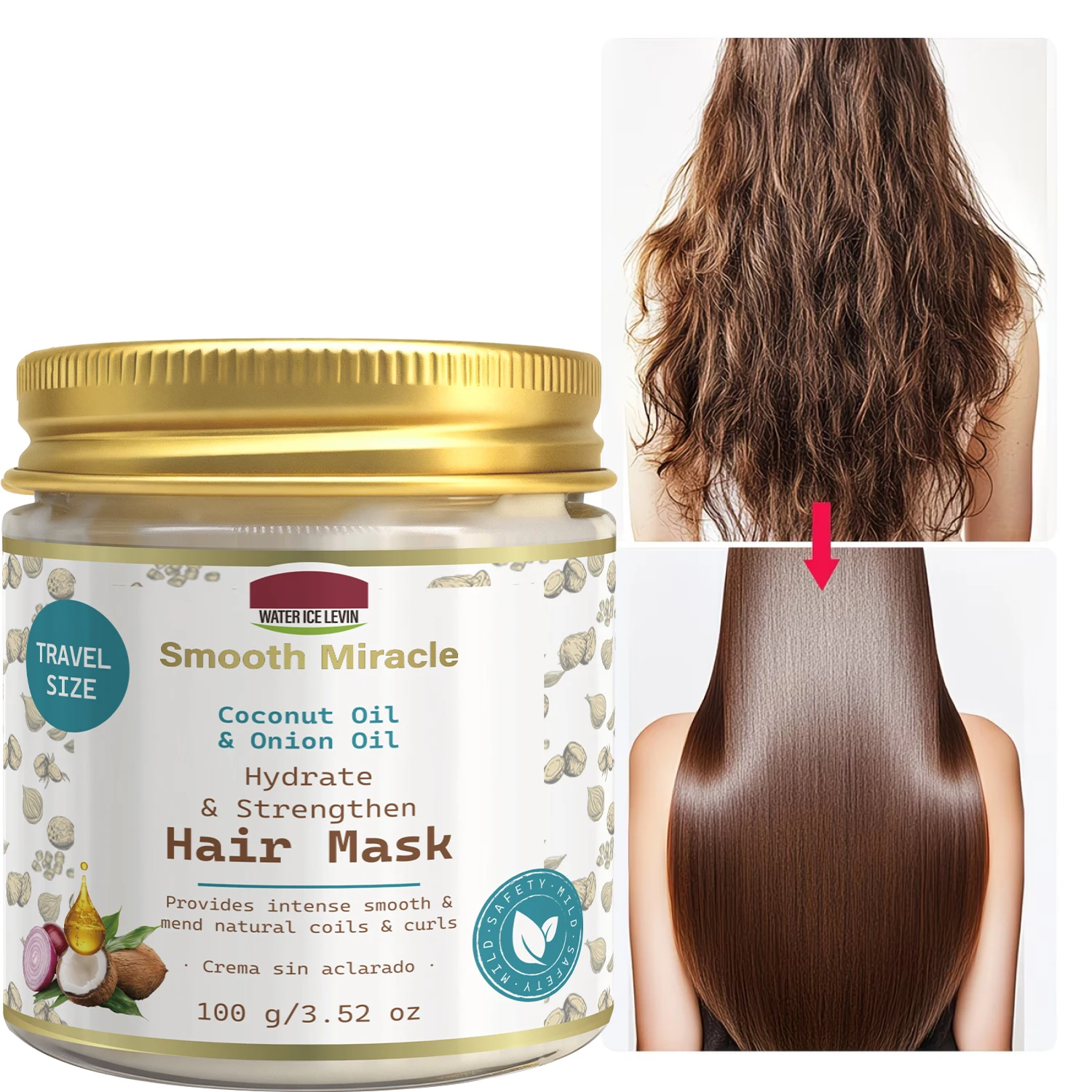 Smooth Miracle Hair Mask with Coconut & Onion Oil - Hydrate, Strengthen & Smooth Curly Hair