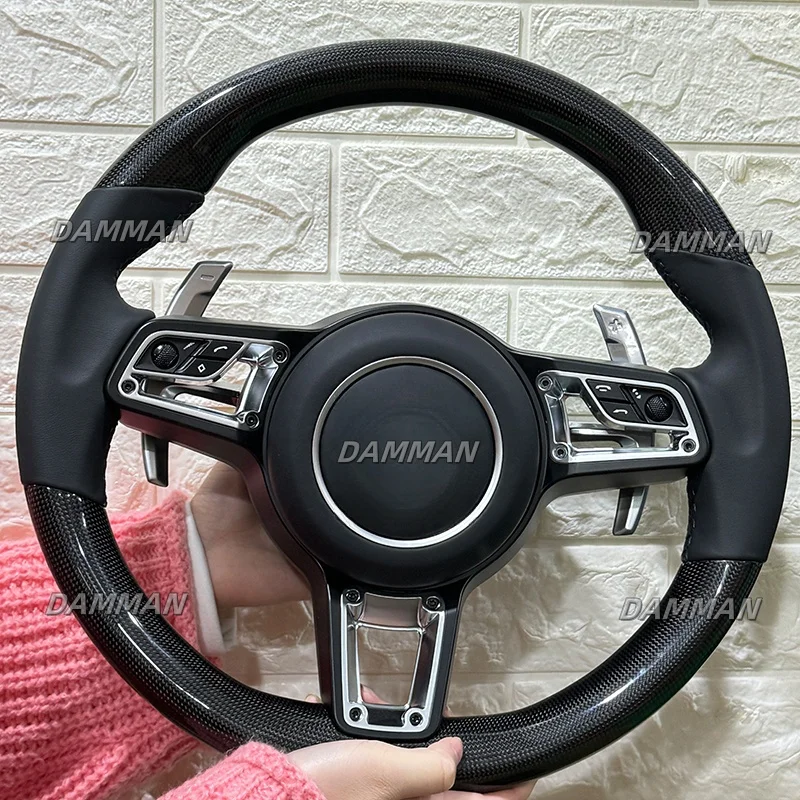 Carbon Fiber Steering Wheel Suitable for Porsche Macan Cayenne 911 971 996 987 997 718 918 Cayenne Panamera Macan With Buttons