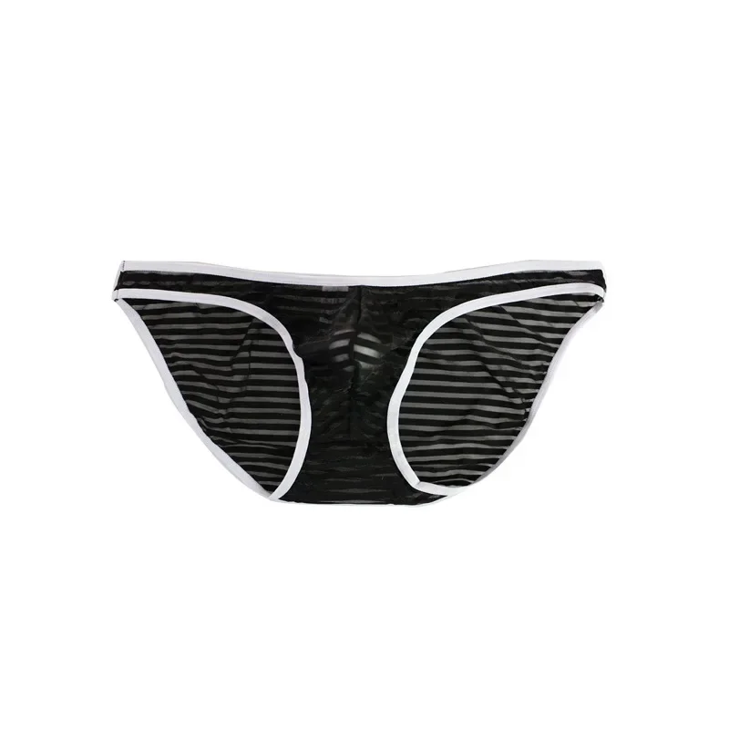 

Mens Underwear Briefs Transparent See Through Silk Striped Cueca Men Briefs Sexy Lingerie Sheer Slip Homme Gay Underwear