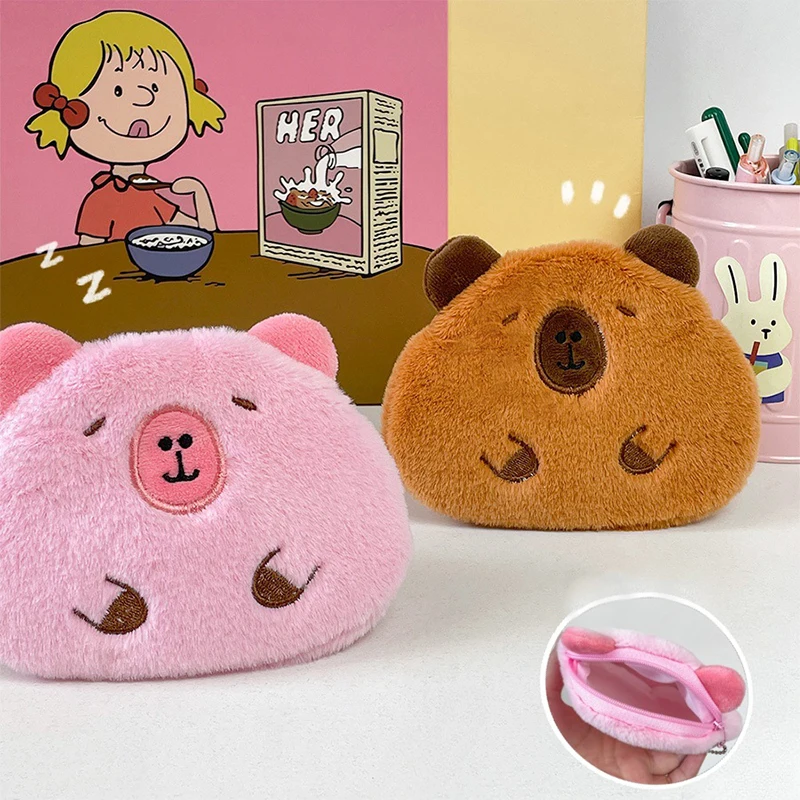 Capybara Plush Coin Purse, Saco Organizador De Boneca De Desenhos Animados, Pingente Bonito