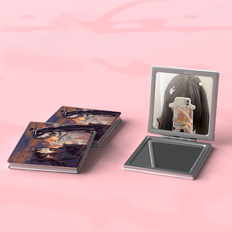 Grandmaster do cultivo demoníaco mo dao zu shi dobrável espelho de maquiagem dupla face anime bonito portátil viagem meninas ampliação