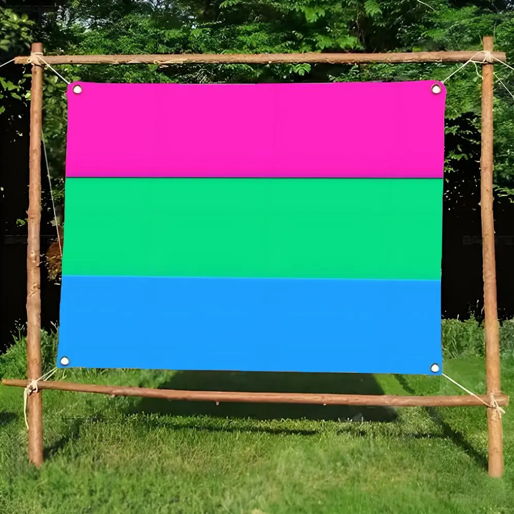 Multifaceted Attractive P-Polysexual Pride Flags Borderless four-ring ornament indoor outdoor decoration effortless to hang