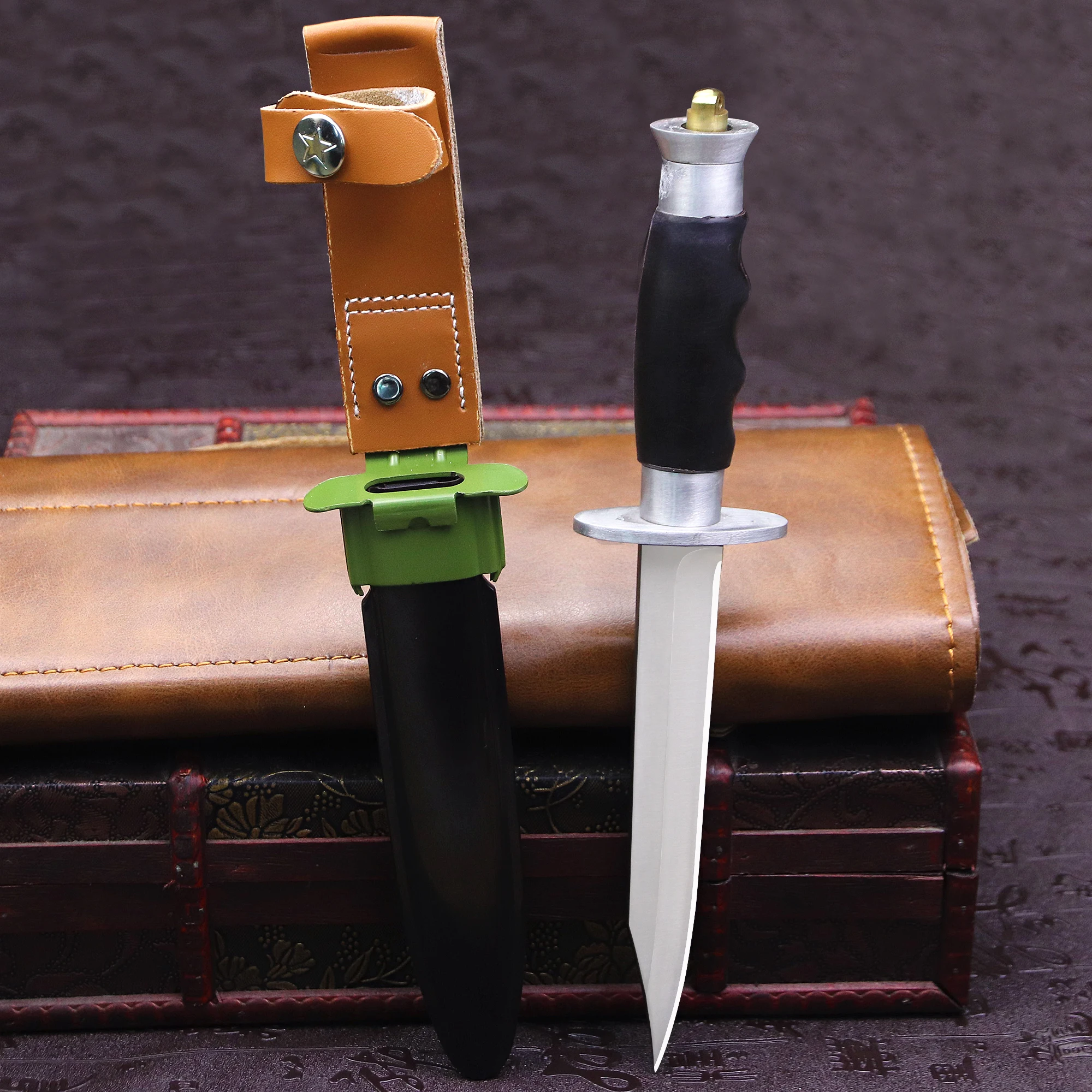 Russian 10CR15MOV steel high hardness outdoor hunting knife, jungle adventure survival knife, hiking, fishing EDC tool knife