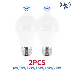 2pcs E27 LED PIR Motion Sensor Bulb AC220V 6W 9W 12W 15W 18W 20W Auto ON/OFF Night Light For Living Room Home Parking Lighting