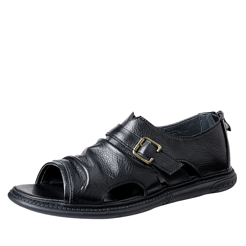 

Mens Gladiator Sandals Spring Mens Business Sandals Breathable Summer High Quality Genuine Leather Slippers Sea Sandals Cowhide