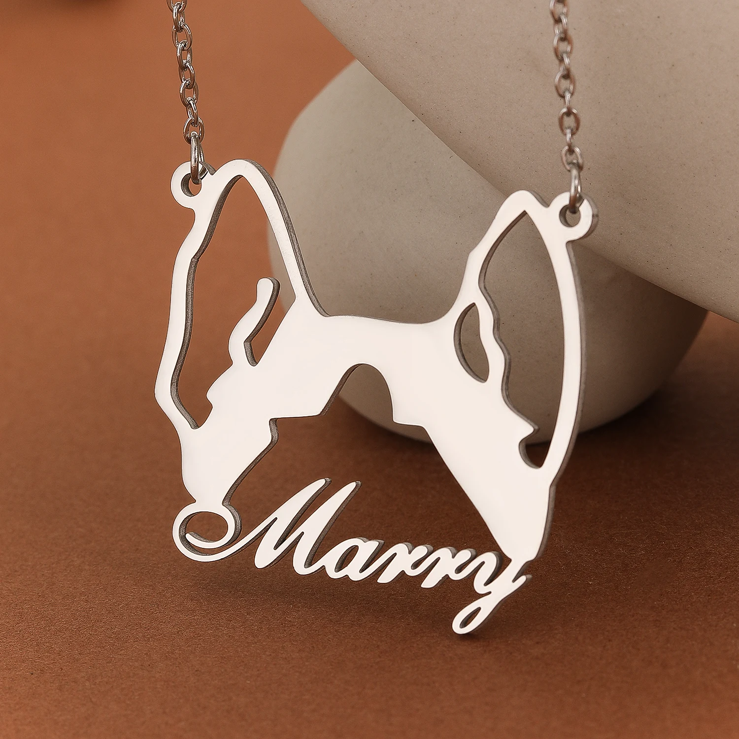 QIAMNI Trendy Pet Dog Custom Name Pendant Stainless Steel Personalized Husky Nameplate Animal Necklace For Women Men Jewelry ﻿