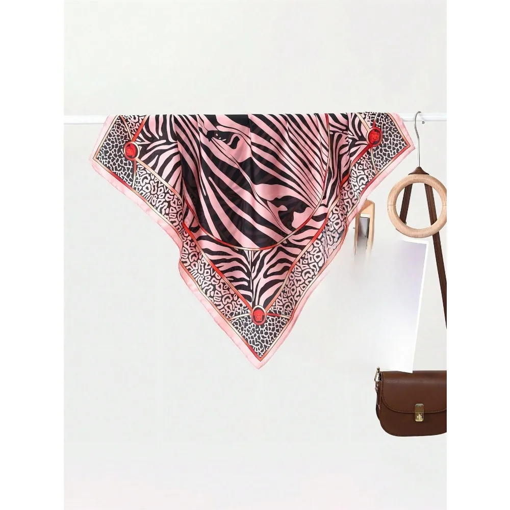 A new classic women's leopard print square scarf, high-end sense versatile simple small scarf, multi-functional decorative silk