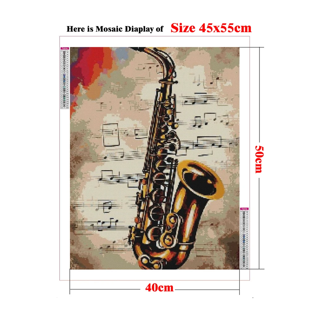 Classic Saxophone 5D Diamond Painting, Cross Stitch Kit, Full Embroidery, Square, The Sax, Music, Crafts,Home Decoration