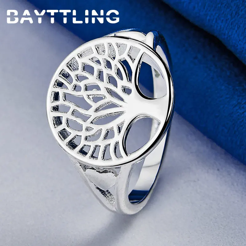 New 925 Sterling Silver Fine 7/8/9/10# Hollow Tree of Life Ring For Women Fashion Engagement Gifts Ring Party Jewelry Accessorie