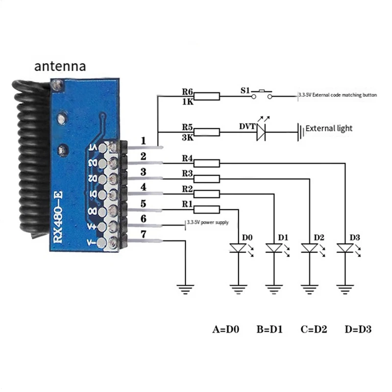 Learning Code Decoder Module Wireless Decoder Receiver Module Wireless 4 CH Output For Remote Controls 1527 2262 Encoding