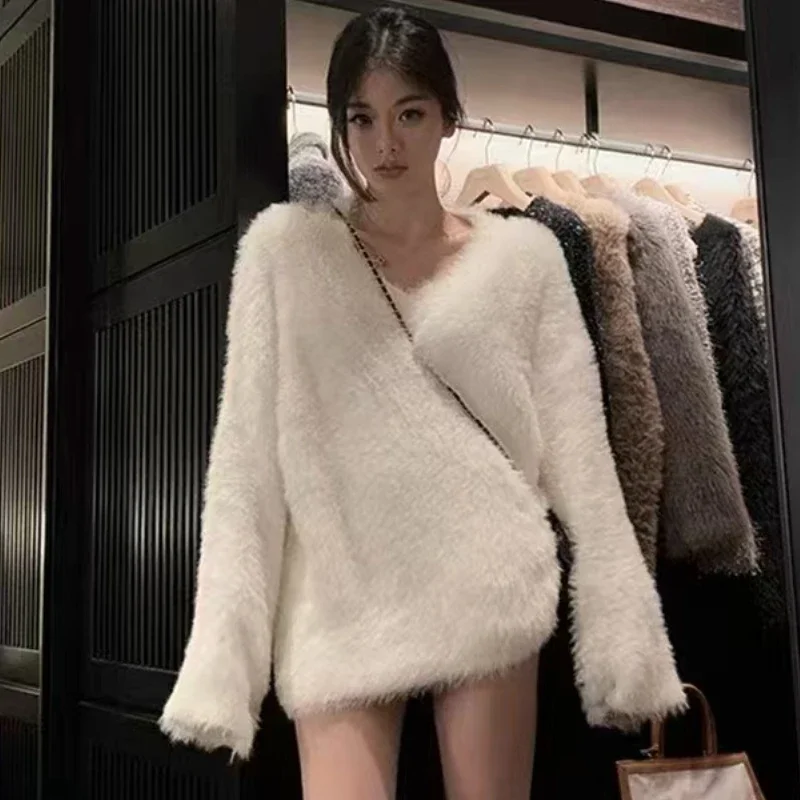 Ulzzang Plush Pullovers Women Various Colors Warm Knitted Sweater Gentle Baggy Casual Soft Autumn Winter Jumper Lazy Streetwear