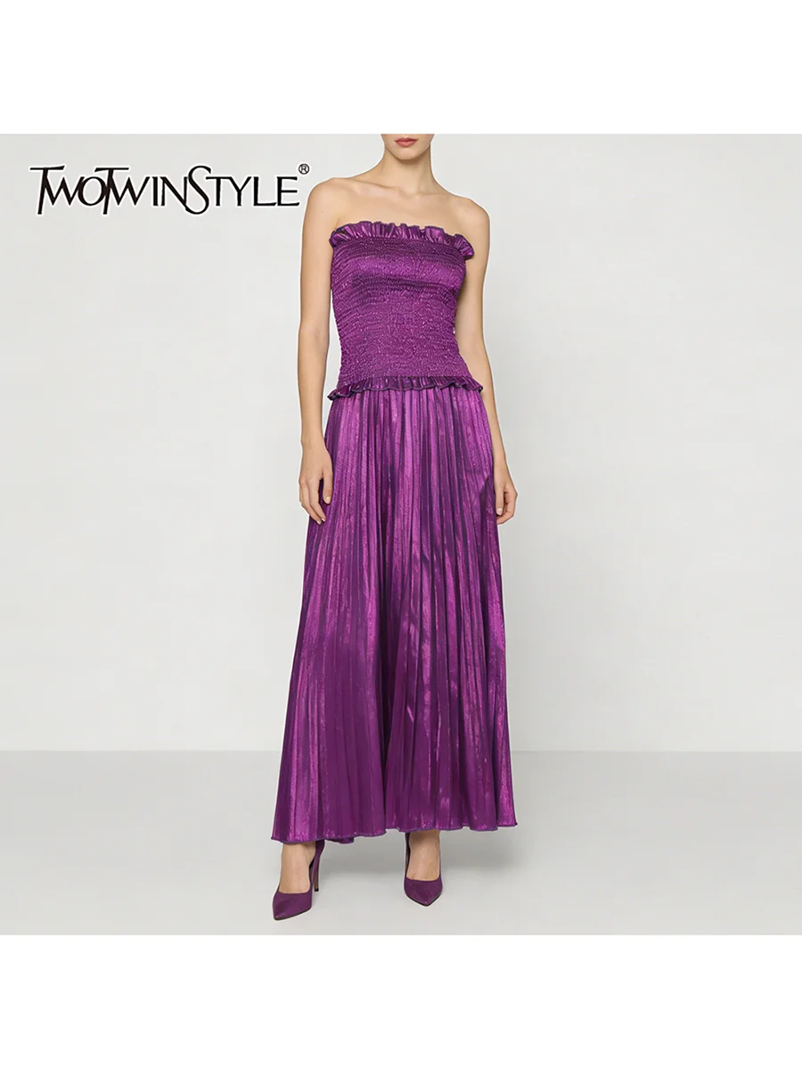 

Новое женское минималистичное платье TWOTWINSTYLE: облегающее, с драпировкой, без бретелек, без рукавов, с завышенной талией