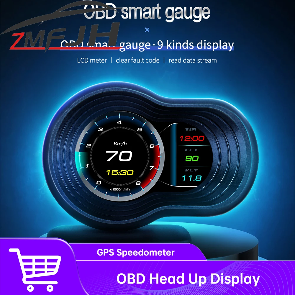 

OBD2 Car OBD Head Up Display Digital Speedometer Water Temp Fuel Consumption Car On-board Computer Gauge HUD Over speed Alarm