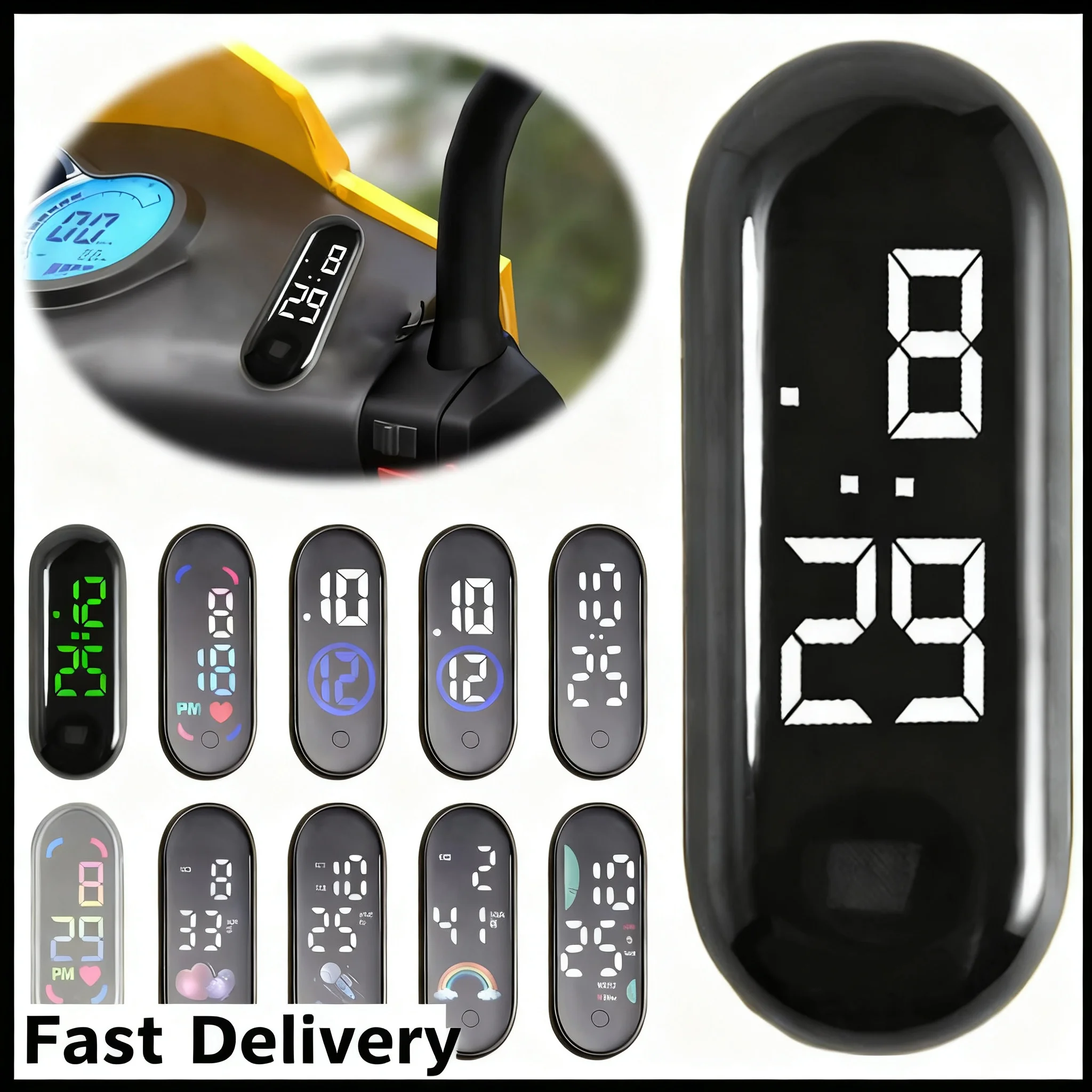 1pc Luminous Motorcycle Car Clock Auto Internal Stick-On Mini Sport Waterproof Watch Mechanics Led Clocks Auto Ornament Accessor