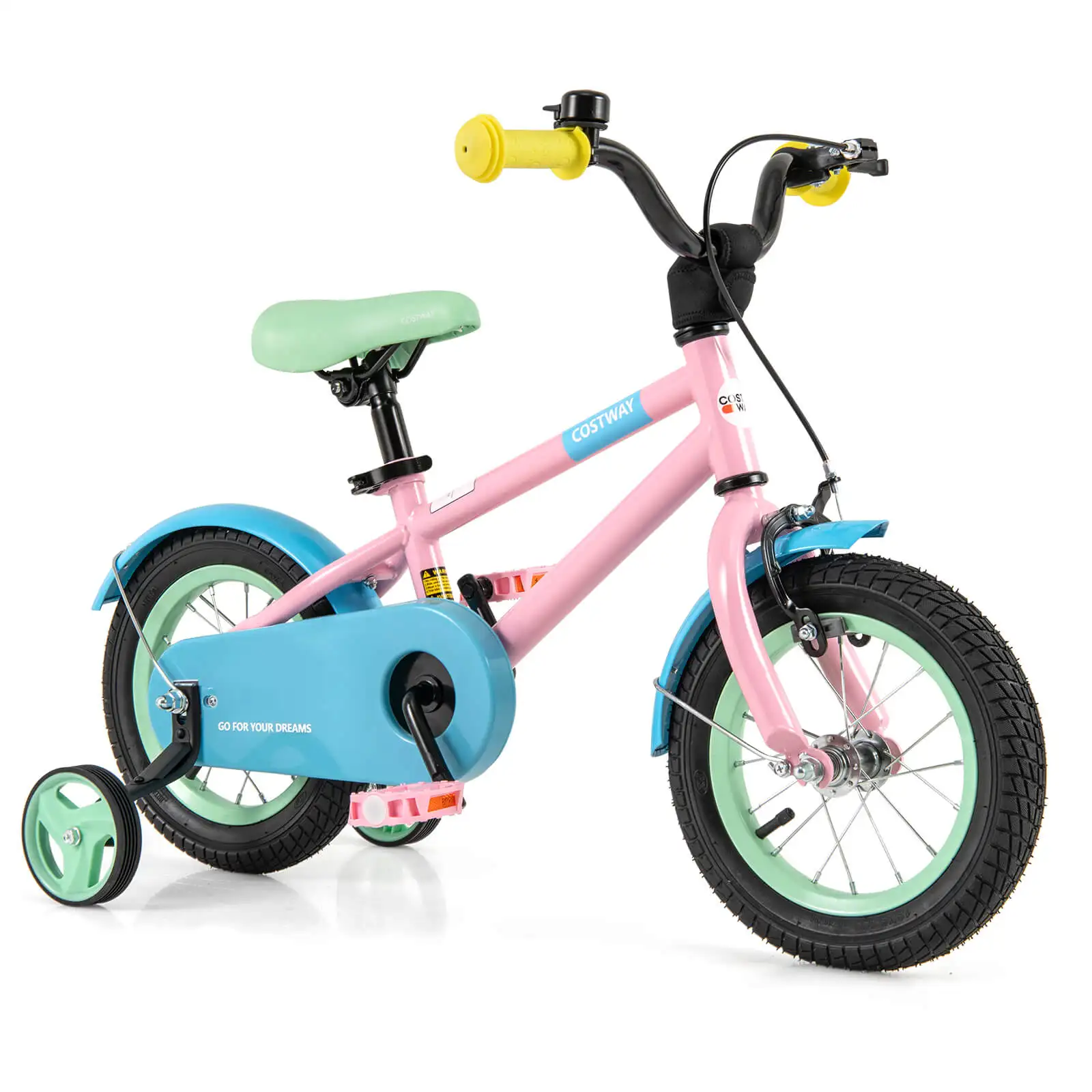 

12" Kids Bike w/Adjustable Saddle Handlebar Removable Training Wheels Handbrake
