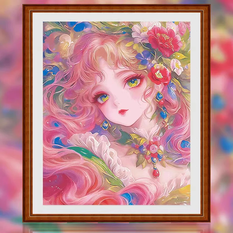 16CT 14CT  Beauty Girl Pre-Printed Cross Stitch Kit DIY Embroidery Set Handicraft Floss Needle Crafts 188 Colors