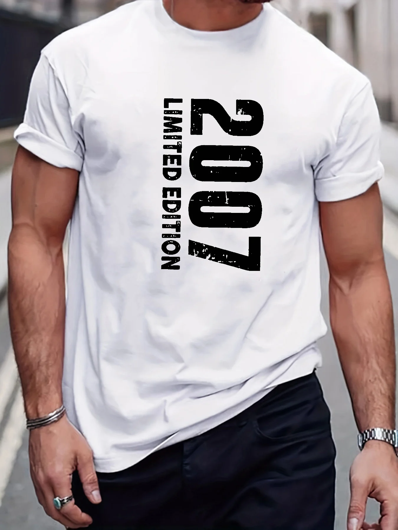 

Pop Men's Summer 100% Cotton 2007 Graphic Print Fashionable Casual Sports Loose Round Neck Short Sleeved T-shirt