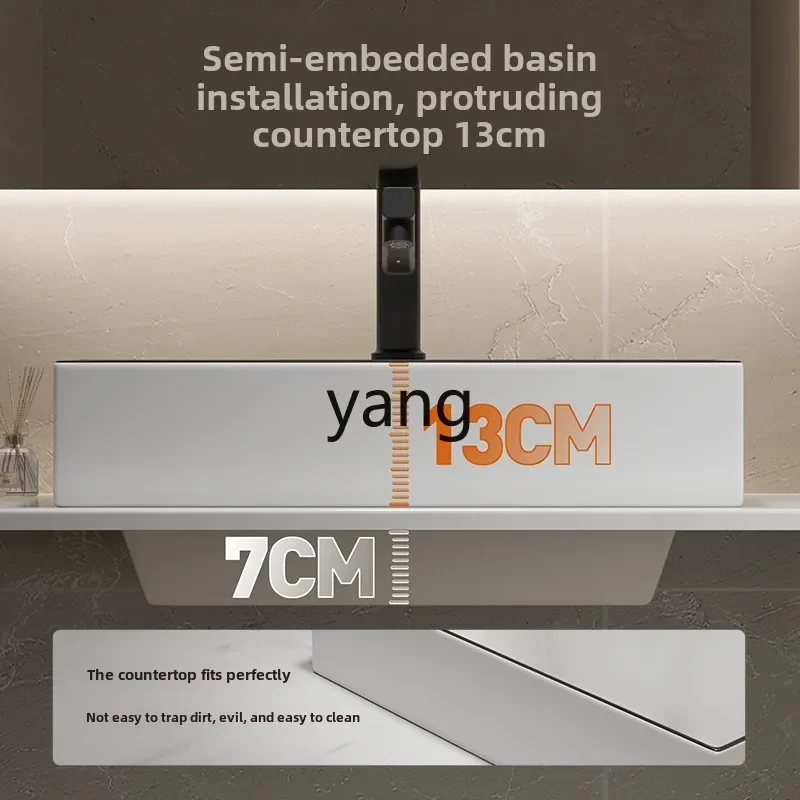 ZL حوض مسرح شبه مدمج مضاد للرش حوض غسيل سيراميك حوض واحد مربع