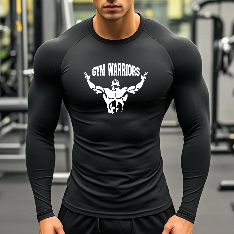 Men's Jogging T-Shirts Long Sleeve Quick Dry Breathable Compression Gym Top Moisture Wicking Slim Fit Workout Tee
