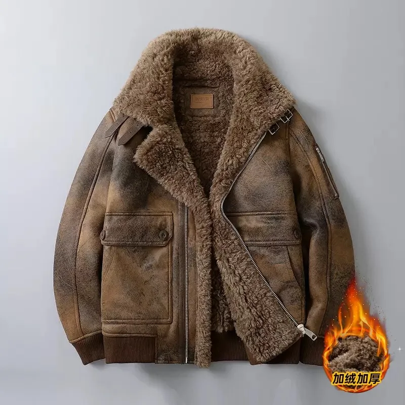 Winter New Arrival Trendy American Retro Fleece Lined Thickened Insulated Jacket Men's Casual Loose Sport Oversized Outerwear