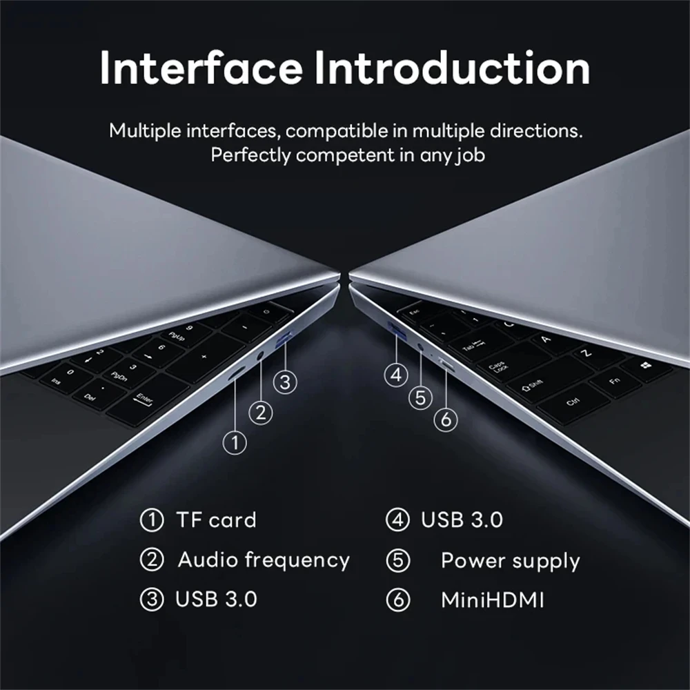 Imagem -06 - Computador Portátil com Windows 11 16gb Ram 1tb Ssd Intel Celeron N5095 Resolução 1920*1080 14.1 Pol Office And Study Novo 2024