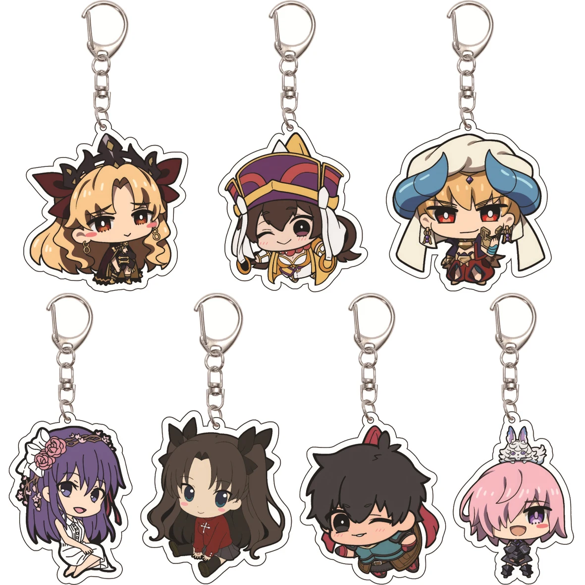 55MM Anime-Spiel FGO Fate Tohsaka Rin Emiya Shirou Matou Sakura Medusa Mash Kyrielight Ereshkigal Acryl-Schlüsselanhänger Niedliche Geschenke