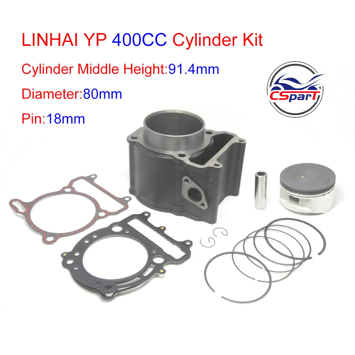 80mm 18MM Cylinder Kit  Linhai 180MQ 400 400CC YP  VOG  ATV Buggy Go Kart  Parts