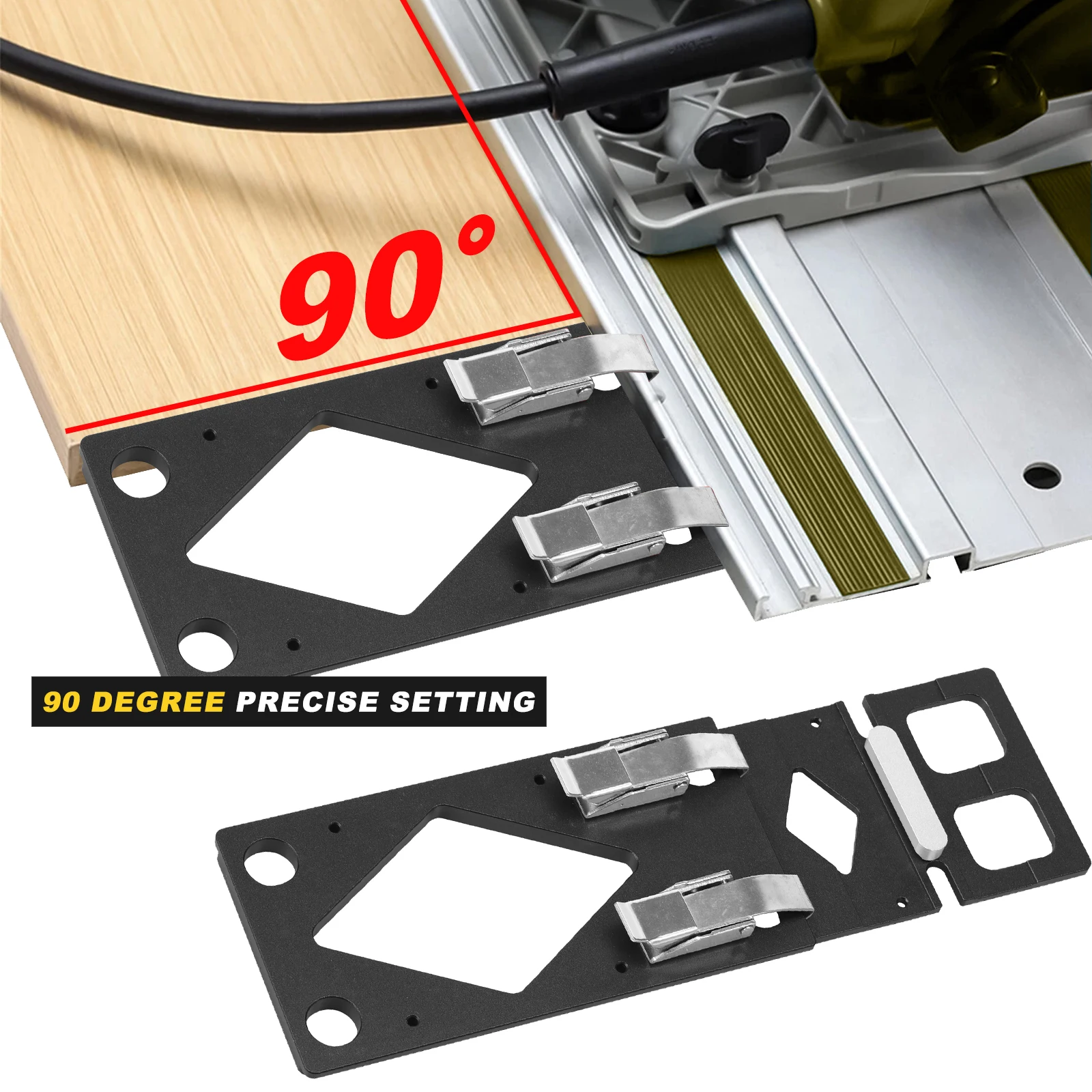 Guía cuadrada de sierra de riel CNC Guía de ángulo recto de 90 grados con soporte de borde Compatible con Festool, Makita y Powertec Circular